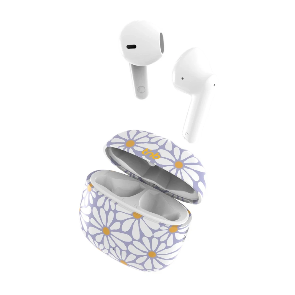 Слушалки TNB Exclusive Flower, безжични, с Bluetooth, със зареждащ кейс, USB Type-C, 102 dB