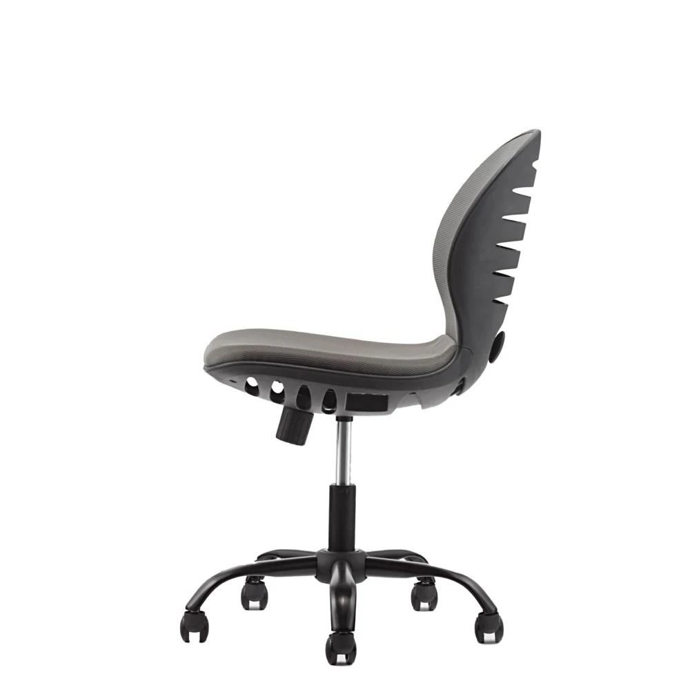 Детски стол RFG Flexy Black, дамаска и меш, сива седалка, сива облегалка