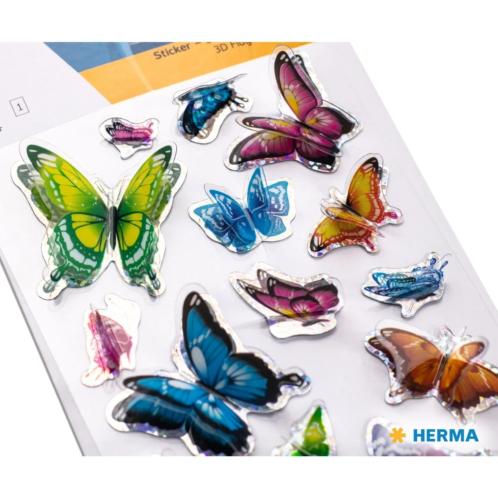 Herma Самозалепващи се етикети Пеперуди, 3D, 1 лист