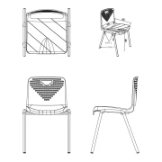 Thumbnail 3 of Ученически стол RFG Stilo, от VIII до XII клас, 430 х 425 х 460 mm, полипропилен, син