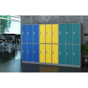 Thumbnail 2 of Гардероб RFG, метален, троен, с шест клетки, 90 x 45 x 185 cm, сив корпус, врати с тюркоазен цвят