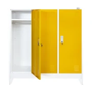 Thumbnail 4 of Гардероб RFG, метален, троен, с три врати, 120 х 40 х 120 cm, бял, с жълти врати