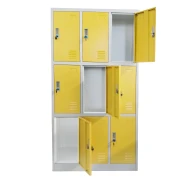 Thumbnail 2 of Гардероб RFG, метален, троен, с девет клетки, 90 x 45 x 185 cm, сив корпус, врати с жълт цвят