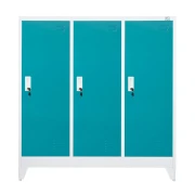 Thumbnail 2 of Гардероб RFG, метален, троен, с три врати, 120 х 40 х 120 cm, бял, с тюркоазени врати