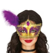 Thumbnail 2 of Маска с пера, златисто-лилава