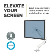 Thumbnail 3 of Стойка за монитор Fellowes, с едно рамо, максимално тегло 8 kg, 32'', бяла