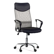 Thumbnail 2 of Директорски стол Monti HB, текстил, екокожа и меш, Tilt механизъм, до 120 kg, черна седалка, сребриста облегалка