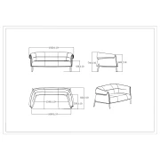 Thumbnail 3 of Диван RFG Megan, триместен, екокожа, метална основа, черен