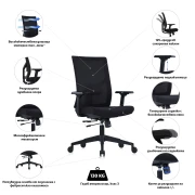 Thumbnail 5 of Ергономичен стол RFG Snow Black W, дамаска и меш, Multi-function механизъм, до 120 kg, черна седалка, черна облегалка