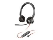 Thumbnail 1 of Слушалки HP Poly Blackwire 3320, с кабел 2.17 m, с микрофон, USB Type-C/Type-A адаптер, USB Type-C/USB Type-A, 94 dB