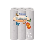 Thumbnail 1 of Тоалетна хартия Butterfly, двупластова, 150 къса, 24 броя