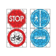 Thumbnail 1 of Пъзел от четири различни пътни знака