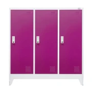 Thumbnail 6 of Гардероб RFG, метален, троен, с три врати, 120 х 40 х 120 cm, бял, с лилави врати