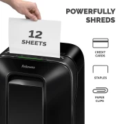 Thumbnail 2 of Шредер за унищожаване на документи Fellowes Powershred LX201, Microcut, 22 L, черен, P-5, време за работа 10 мин, Micro-Cut