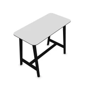 Thumbnail 3 of Висока маса Narbutas Nova Wood, 1400 x 700 x 1050 mm, MDF 26 mm, HPL бял плот, черни дървени крака