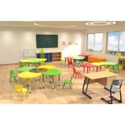 Thumbnail 7 of Ученическа маса RFG Moon, с регулируема височина, от I до XII клас, 900 х 900 х 550-750 mm, MDF, жълта