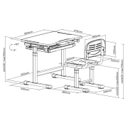 Thumbnail 6 of Ергономичен чин и стол RFG Ergo Tech B207, ученически, сив цвят, сглобена мостра
