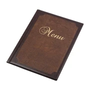 Thumbnail 1 of Папка за меню, A4, винилова, 6 джоба, черно и кафяво