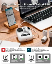 Thumbnail 3 of Принтер Phomemo M220-WH, мини, без мастило, максимална широчина на етикета 75 mm, бял