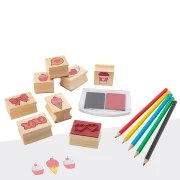 Thumbnail 3 of Moxy Комплект дървени печати и цветни моливи, в кутия, розови