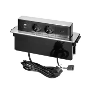 Thumbnail 2 of Мебелна кутия Orno, за вграждане, 2хP+E, USB Type-A+C, HDMI, черна