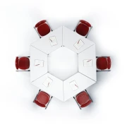 Thumbnail 5 of Ученическа маса RFG Trapez, модулна, трапецовидна, над VIII клас, 1250 х 600 х 750 mm, бял MDF плот със заоблени ъгли, сиви метални крака