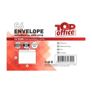 Thumbnail 4 of Top Office Плик, C6, 114 x 162 mm, хартиен, със самозалепваща лента, бял, 1000 броя