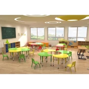 Thumbnail 6 of Ученическа маса RFG Moon, с регулируема височина, от I до XII клас, 900 х 900 х 550-750 mm, MDF, червена