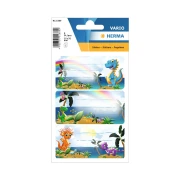 Thumbnail 2 of Herma Самозалепващи се етикети Динозавърчета, ученически, 9 броя