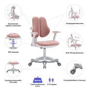 Thumbnail 2 of Детски стол RFG Ergo Cute White, текстил, до 100 kg, розов