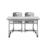 Thumbnail 2 of Ергономичен чин RFG Ergo School, от I до XII клас, с регулируема височина, двоен, 1200 х 500 х 700-790 mm, MDF, бял плот, сив метал