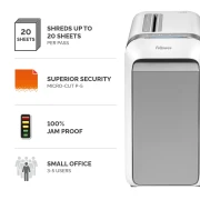 Thumbnail 6 of Шредер за унищожаване на документи Fellowes LX221, Micro-Cut, 30 L, бял, P-5, време за работа 25 мин