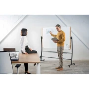 Thumbnail 7 of Rocada Бяла дъска Natural, въртяща се, магнитна, двустранна, на колела, 129 x 100 cm