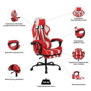 Thumbnail 8 of Геймърски стол RFG Max Game, екокожа, Multi-function механизъм, метална основа, до 150 kg, червен и бял