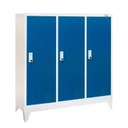 Thumbnail 3 of Гардероб RFG, метален, троен, с три врати, 120 х 40 х 120 cm, бял, със сини врати