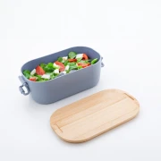 Thumbnail 3 of Office 1 Кутия за храна Wheat Fiber, с бамбуков капак, 1 L, синя