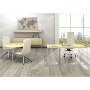 Thumbnail 4 of Заседателна маса Narbutas Air, 1200 x 1200 x 740 mm, кръгъл плот, ПДЧ 25 mm, меламин кехлибарен дъб, черен метал