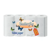Thumbnail 1 of Тоалетна хартия Butterfly, двупластова, 150 къса, 8 броя