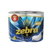 Thumbnail 1 of Тоалетна хартия Zebra White, четирипластова, 130 къса, 4 броя