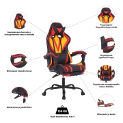 Thumbnail 4 of Геймърски стол RFG Max Game, екокожа, Multi-function механизъм, метална основа, до 150 kg, черно-жълт, сглобена мостра