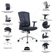 Thumbnail 7 of Ергономичен стол RFG Primo Lux Chrome W, дамаска и меш, Multi-function механизъм, до 130 kg, черен