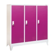 Thumbnail 2 of Гардероб RFG, метален, троен, с три врати, 120 х 40 х 120 cm, бял, с лилави врати