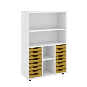 Thumbnail 1 of Етажерка RFG, с 14 PP жълти тавички, 1040 х 400 х 1500 mm, ПДЧ 18 mm, бяла