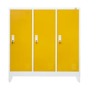 Thumbnail 2 of Гардероб RFG, метален, троен, с три врати, 120 х 40 х 120 cm, бял, с жълти врати
