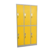 Thumbnail 2 of Гардероб RFG, метален, троен, с шест клетки, 90 x 45 x 185 cm сив корпус, врати с жълт цвят