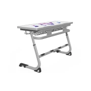 Thumbnail 6 of Ергономичен чин RFG Ergo School, от I до XII клас, с регулируема височина, двоен, 1200 х 500 х 700-790 mm, MDF, бял плот, сив метал