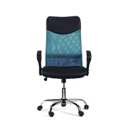 Thumbnail 1 of Директорски стол Monti HB, текстил, екокожа и меш, Tilt механизъм, до 120 kg, черна седалка, тюркоазена облегалка