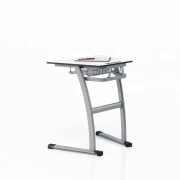 Thumbnail 1 of Ученически чин RFG Fila, единичен, тип трапец, 700 х 500 х 750 mm, бял HPL плот, сив метал