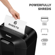 Thumbnail 4 of Шредер за унищожаване на документи Fellowes Powershred LX25M, P-4, Mini-Cut, 11.5 L, черен, време за почивка 30 мин