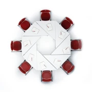 Thumbnail 3 of Ученическа маса RFG Trapez 45, над VIII клас, 650 х 1250 х 750 mm, модулна, триъгълна, MDF бял плот, сиви метални крака